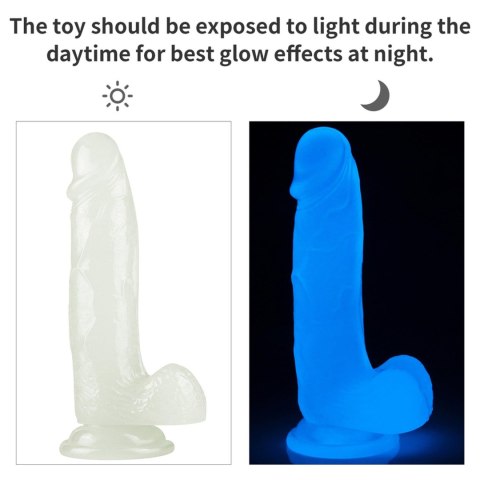 Penis dildo 19 cm, świeci w ciemności Penis dildo 19 cm, świeci w ciemności