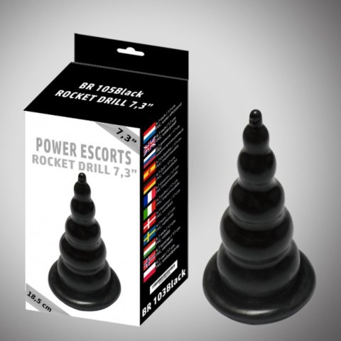 Power Escorts Rocket drill 7,3 inch black large anal plug, korek analny 7,3 inch / 18,5 cm Power Escorts Rocket drill 7,3 inch black large anal plug, korek analny 7,3 inch / 18,5 cm