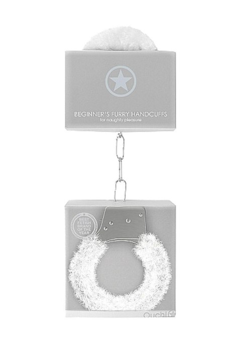 Ouch! Beginner""s Handcuffs Furry - White Ouch! Beginner""s Handcuffs Furry - White