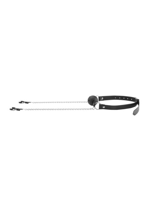 Ouch! Breathable Ball Gag With Nipple Clamps Ouch! Breathable Ball Gag With Nipple Clamps