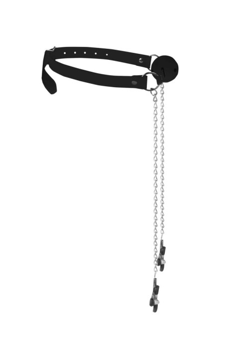 Ouch! Breathable Ball Gag With Nipple Clamps Ouch! Breathable Ball Gag With Nipple Clamps