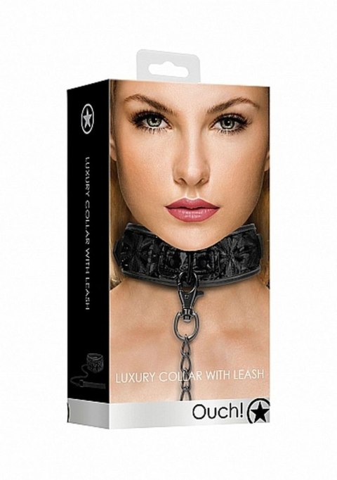 Ouch! Luxury Collar with Leash - Black Ouch! Luxury Collar with Leash - Black