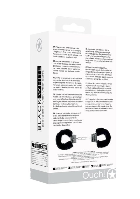 Ouch! Pleasure Furry Hand Cuffs - With Quick-Release Button Ouch! Pleasure Furry Hand Cuffs - With Quick-Release Button