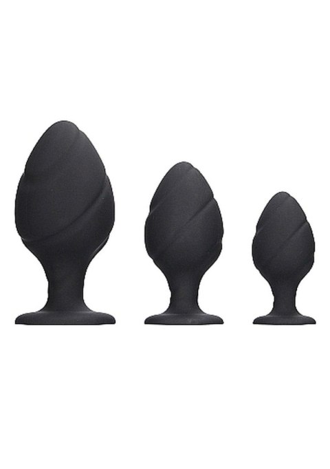 Ouch! Swirled Butt Plug, korek analny Set - Black Ouch! Swirled Butt Plug, korek analny Set - Black