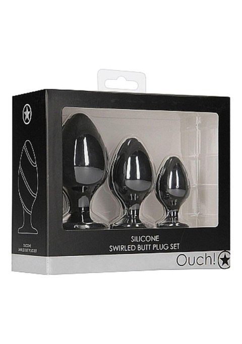 Ouch! Swirled Butt Plug, korek analny Set - Black Ouch! Swirled Butt Plug, korek analny Set - Black