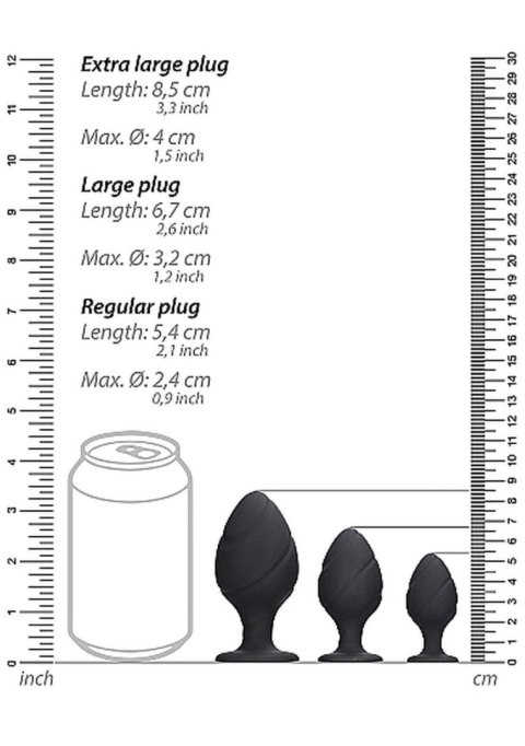 Ouch! Swirled Butt Plug, korek analny Set - Black Ouch! Swirled Butt Plug, korek analny Set - Black