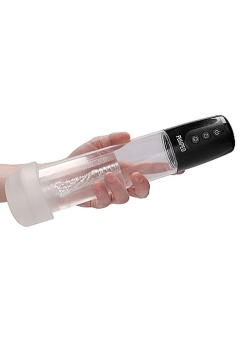 Pumped Automatic Cyber Pump with Masturbation Sleeve - Transparent Pumped Automatic Cyber Pump with Masturbation Sleeve - Transparent
