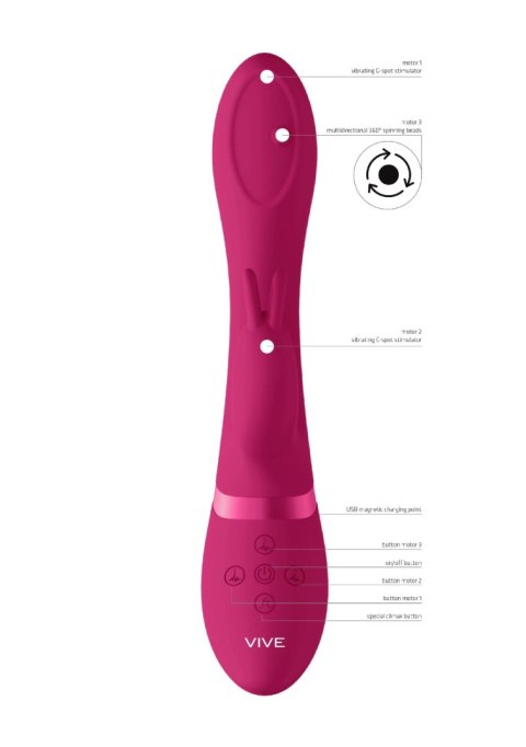 Shots Mira - Spinning Wibrator do punktu G, G-spot Wibrator króliczek, rabbit - Pink Shots Mira - Spinning Wibrator do punktu G, G-spot Wibrator króliczek, rabbit - Pink