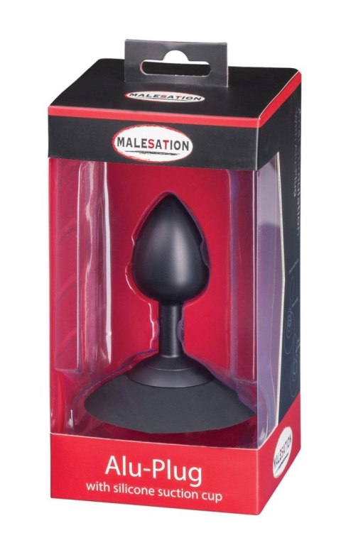 Malesation MALESATION Alu-Plug, korek analny with suction cup medium, black Malesation MALESATION Alu-Plug, korek analny with suction cup medium, black