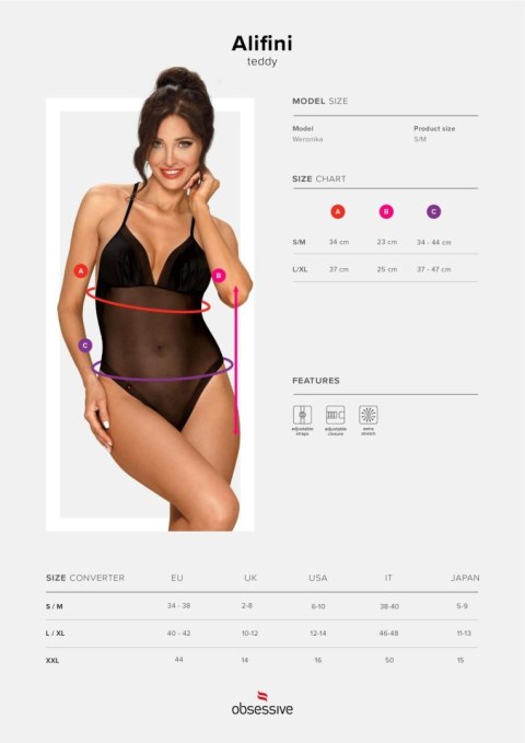 Obsessive Bielizna- Alifini body czarne S/M Obsessive Bielizna- Alifini body czarne S/M
