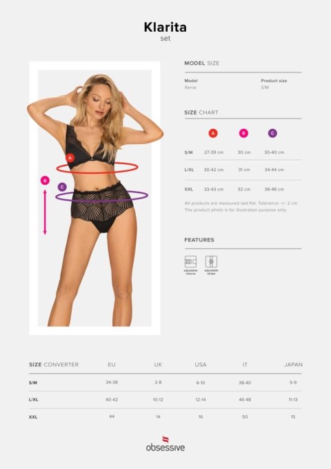 Obsessive Bielizna-Klarita komplet 2-częściowy L/XL Obsessive Bielizna-Klarita komplet 2-częściowy L/XL