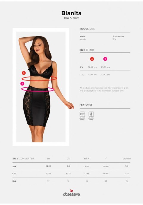 Obsessive Blanita komplet 2-częściowy czarny S/M Obsessive Blanita komplet 2-częściowy czarny S/M