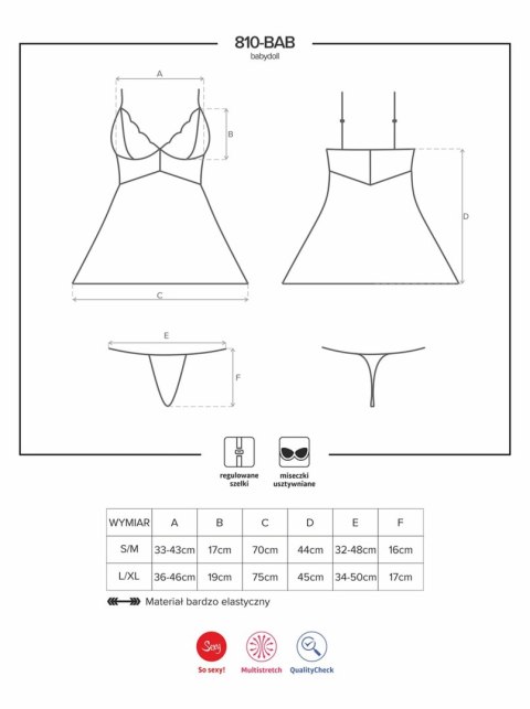 Obsessive Bielizna-810-BAB-2 babydoll i stringi biała S/M Obsessive Bielizna-810-BAB-2 babydoll i stringi biała S/M