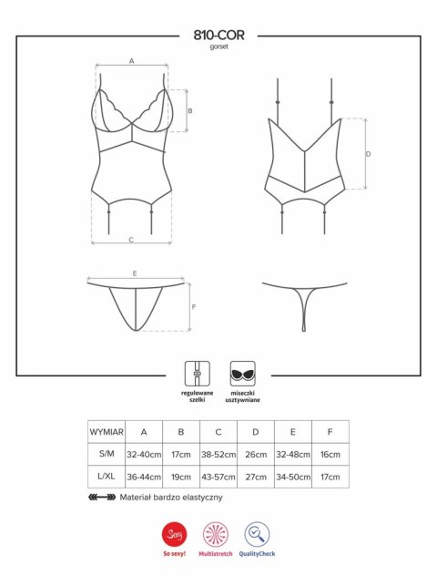 Obsessive Bielizna-810-COR-1 gorset i stringi czarny S/M Obsessive Bielizna-810-COR-1 gorset i stringi czarny S/M
