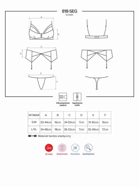 Obsessive Bielizna Dzień Kobiet-818-SEG-1 komplet 3-częściowy L/XL Obsessive Bielizna Dzień Kobiet-818-SEG-1 komplet 3-częściowy L/XL