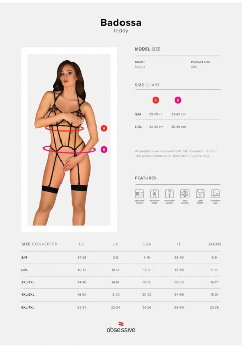 Obsessive Bielizna-Badossa body otwarte S/M Obsessive Bielizna-Badossa body otwarte S/M