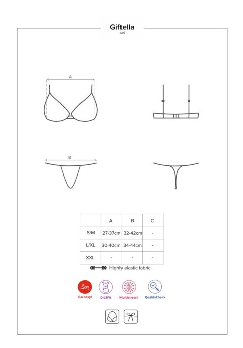 Obsessive Bielizna-Giftella komplet 2-częściowy czerwony S/M Obsessive Bielizna-Giftella komplet 2-częściowy czerwony S/M
