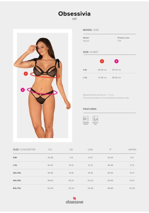 Obsessive Bielizna Dzień Kobiet-Obsessivia komplet 2-częściowy czarny S/M Obsessive Bielizna Dzień Kobiet-Obsessivia komplet 2-częściowy czarny S/M