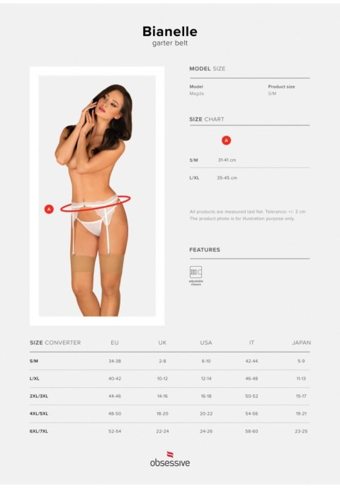 Obsessive Bielizna-Bianelle pas do pończoch biały S/M Obsessive Bielizna-Bianelle pas do pończoch biały S/M