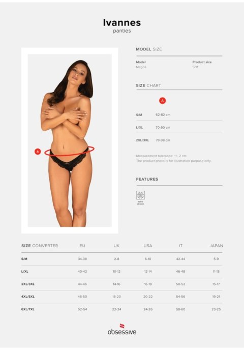 Obsessive Bielizna-Ivannes figi czarne S/M Obsessive Bielizna-Ivannes figi czarne S/M