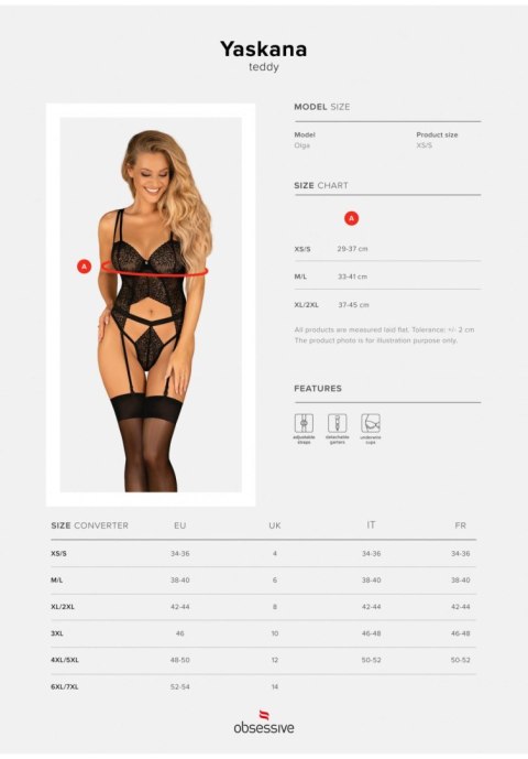 Obsessive Bielizna-Yaskana body czarne XL/XXL Obsessive Bielizna-Yaskana body czarne XL/XXL