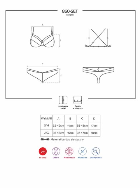 Obsessive Bielizna-860-SET-3 komplet 2-częściowy czerwony S/M Obsessive Bielizna-860-SET-3 komplet 2-częściowy czerwony S/M