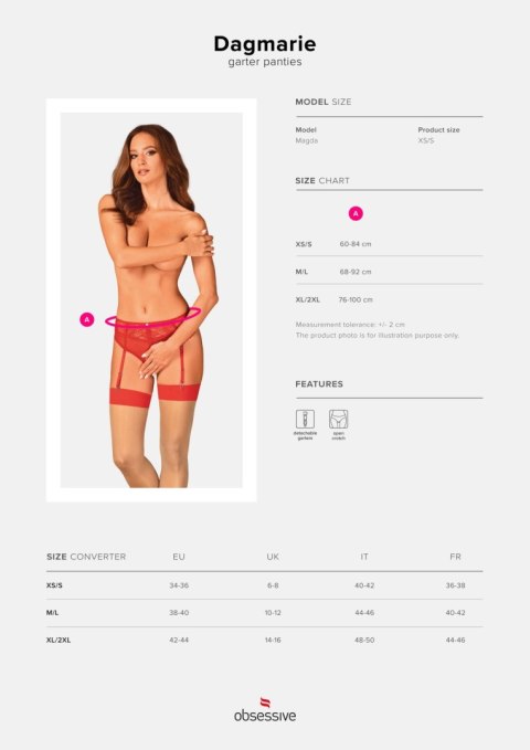 Obsessive Bielizna-Dagmarie figi z paskami do pończoch XL/2XL Obsessive Bielizna-Dagmarie figi z paskami do pończoch XL/2XL