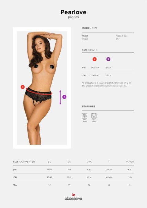 Obsessive Bielizna Dzień Kobiet-Pearlove figi czarne XS/S Obsessive Bielizna Dzień Kobiet-Pearlove figi czarne XS/S