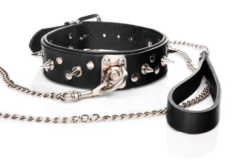 Whips Collections Wiązania-WHIPS obroża męska z ćwiekami i smyczą Whips Collections Wiązania-WHIPS obroża męska z ćwiekami i smyczą