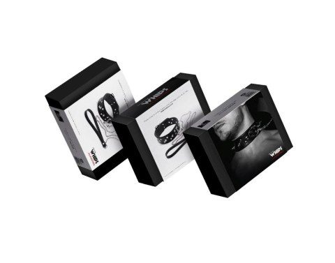 Whips Collections Wiązania-WHIPS obroża męska z ćwiekami i smyczą Whips Collections Wiązania-WHIPS obroża męska z ćwiekami i smyczą