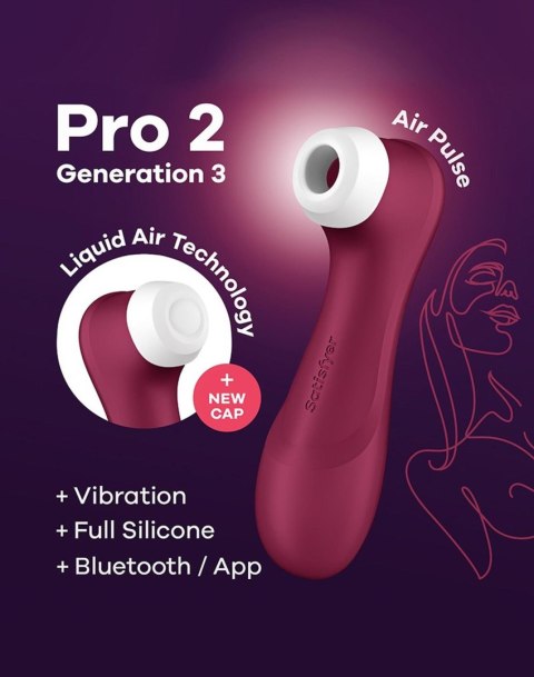 Masażer łechtaczki Satisfyer Pro 2 Generation 3 – Wine Red | Air Pulse, Wibracje i Aplikacja w jednym Masażer łechtaczki Satisfyer Pro 2 Generation 3 – Wine Red | Air Pulse, Wibracje i Aplikacja w jednym