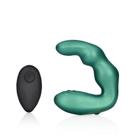 Bent Vibrating Prostate Massager with Remote Control - Metallic Green Bent Vibrating Prostate Massager with Remote Control - Metallic Green