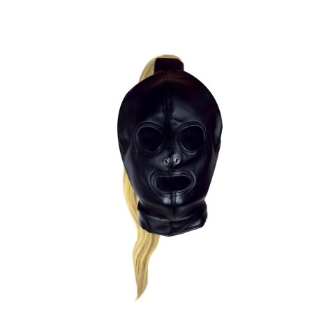 Mask with Blonde Ponytail - Black Mask with Blonde Ponytail - Black