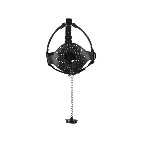 Open Mouth Gag Head Harness with Plug Stopper - Black Open Mouth Gag Head Harness with Plug Stopper - Black