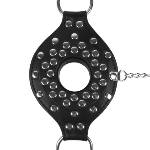 Open Mouth Gag Head Harness with Plug Stopper - Black Open Mouth Gag Head Harness with Plug Stopper - Black