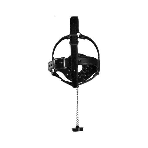 Open Mouth Gag Head Harness with Plug Stopper - Black Open Mouth Gag Head Harness with Plug Stopper - Black