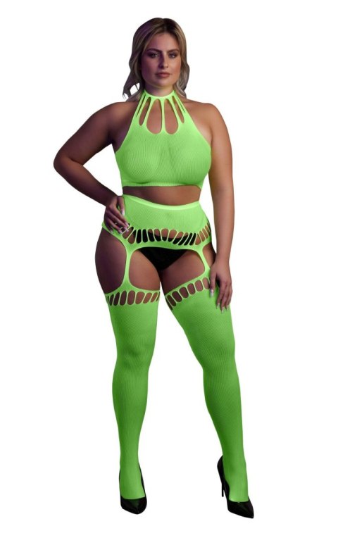 Two Piece with Crop Top and Stockings XL/XXXXL Two Piece with Crop Top and Stockings XL/XXXXL