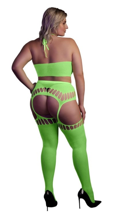 Two Piece with Crop Top and Stockings XL/XXXXL Two Piece with Crop Top and Stockings XL/XXXXL