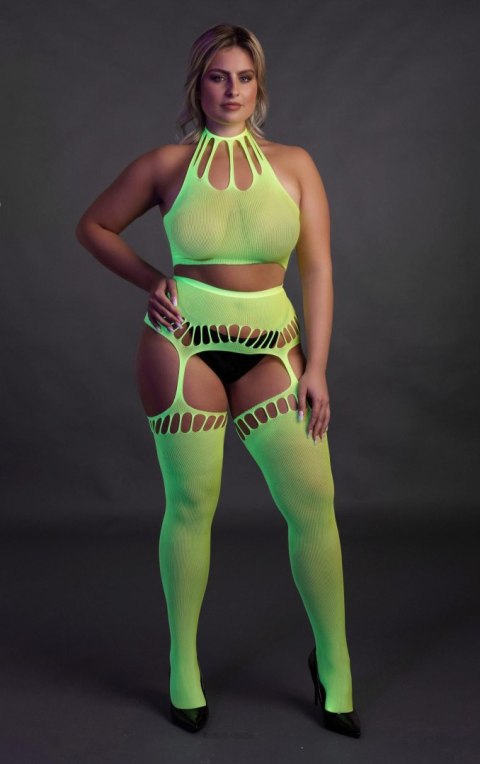 Two Piece with Crop Top and Stockings XL/XXXXL Two Piece with Crop Top and Stockings XL/XXXXL