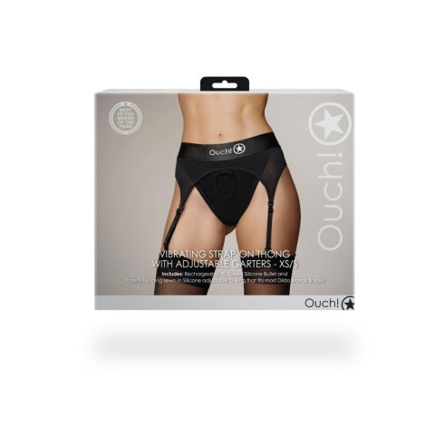 Vibrating Strap-on Thong with Adjustable Garters - XS/S Vibrating Strap-on Thong with Adjustable Garters - XS/S