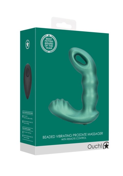 Beaded Vibrating Prostate Massager with Remote Control - Metallic Green Beaded Vibrating Prostate Massager with Remote Control - Metallic Green