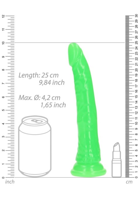 Slim Realistic Dildo with Suction Cup - Glow in the Dark - 9'' / 22,5 cm Slim Realistic Dildo with Suction Cup - Glow in the Dark - 9'' / 22,5 cm
