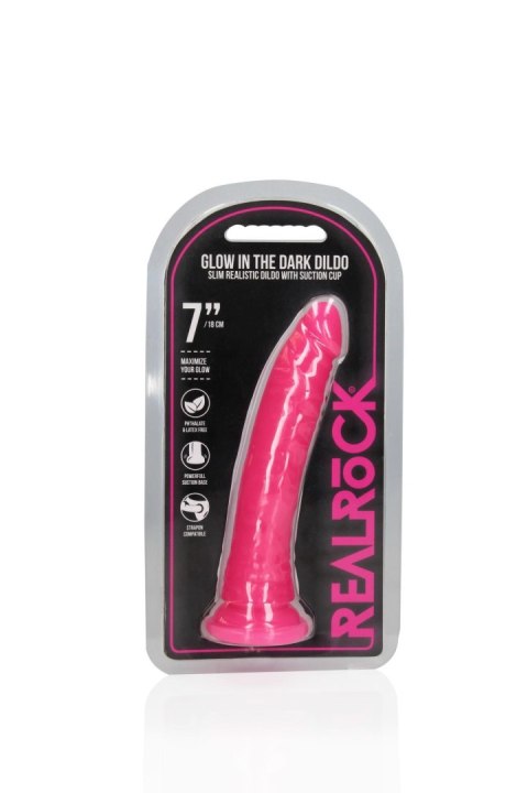 Slim Realistic Dildo with Suction Cup - Glow in the Dark - 7'' / 18 cm Slim Realistic Dildo with Suction Cup - Glow in the Dark - 7'' / 18 cm