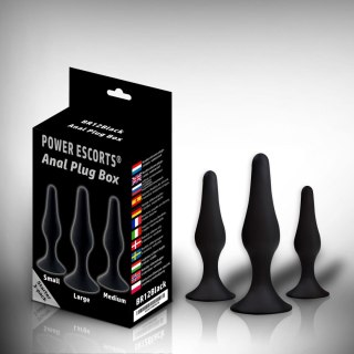Plug, korek analny - Anal Plug, korek analny box 3 pack black