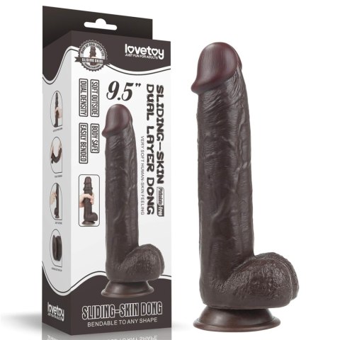 9.5'' Sliding Skin Dual Layer Dong - Black 9.5'' Sliding Skin Dual Layer Dong - Black