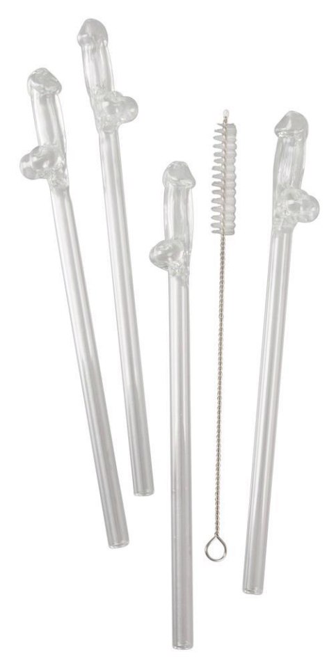 Glass Drinking Straw Willy x 4 Glass Drinking Straw Willy x 4