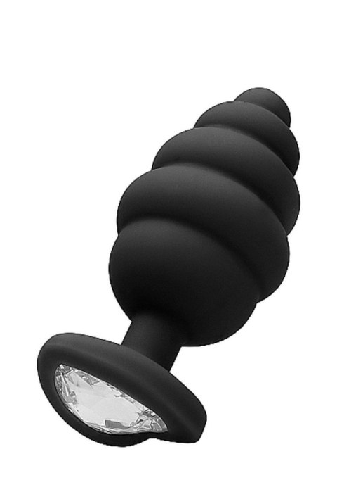 Large Ribbed Diamond Heart Plug, korek analny - Black Large Ribbed Diamond Heart Plug, korek analny - Black