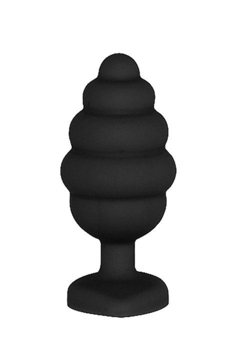 Large Ribbed Diamond Heart Plug, korek analny - Black Large Ribbed Diamond Heart Plug, korek analny - Black