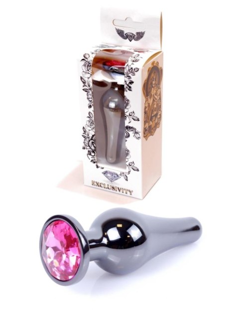 Plug, korek analny, Korek analny-Jewellery Dark Silver BUTT plug, korek analny- Pink