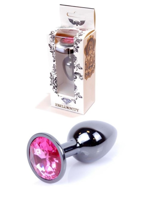 Plug, korek analny, Korek analny-Jewellery Dark Silver plug, korek analny- Pink